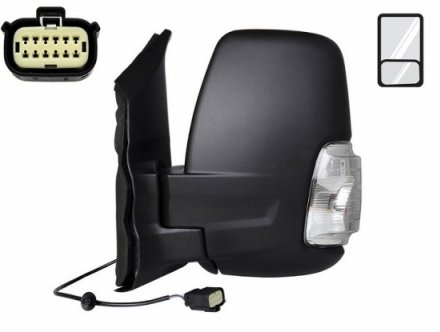 Acessar a peça Retrovisor esquerdo elétrico, térmico, rebatível + Side + pisca branca [Curto]