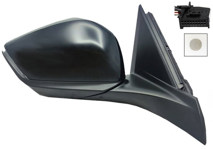 Espelho retrovisor elétrico direito, convexo, aquecido, rebatível, com indicador, com luz de cortesia, com side e sonda (12 pinos)  pour PEUGEOT 408  pour PEUGEOT 408