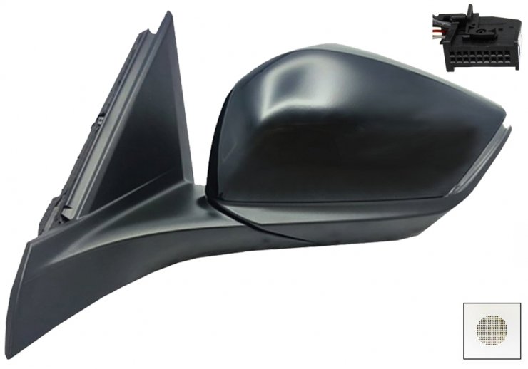 Acessar a peça Espelho retrovisor elétrico esquerdo, convexo, aquecido, rebatível, com indicador, luz de cortesia e side (10 pinos)