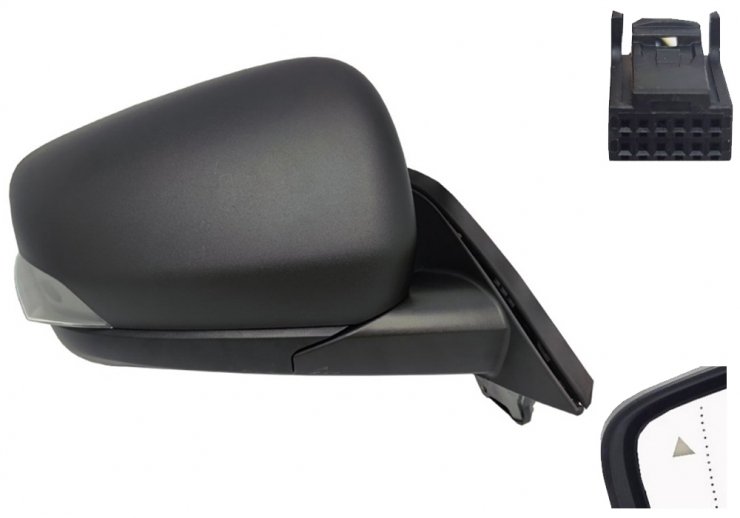 Espelho retrovisor elétrico direito, asférico, aquecido, com indicador, sensor, side (10 pinos)  pour NISSAN TOWNSTAR  pour NISSAN TOWNSTAR