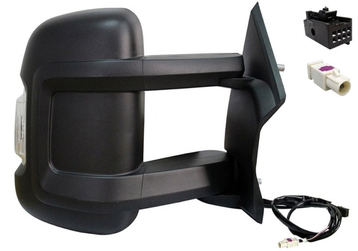 Espelho retrovisor elétrico direito, ângulo morto, convexo, aquecido, com indicador, antena (8 pinos) (longo) FIAT-DUCATO pour CITROEN JUMPER  pour CITROEN JUMPER