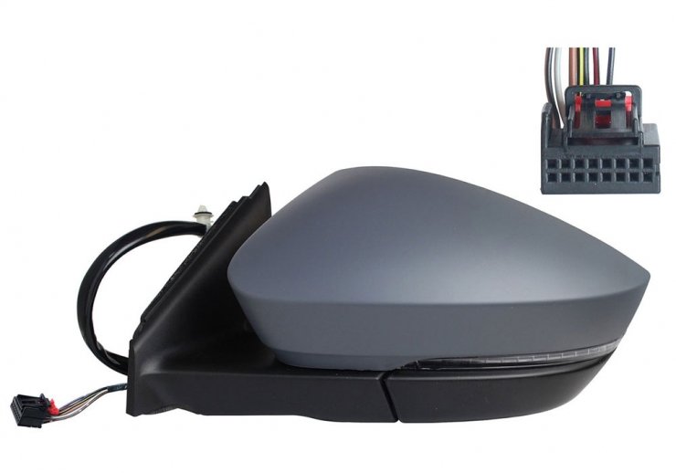 Espelho retrovisor elétrico esquerdo, convexo, aquecido, preparado, com indicador, cortesia, LED (7 pinos) SKODA-KAROQ pour SKODA KAROQ  pour SKODA KAROQ