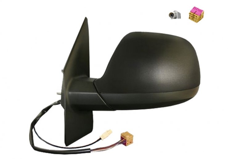 Espelho retrovisor elétrico esquerdo, asférico, aquecido, rebatível eletricamente, com antena (9 pinos) VOLKSWAGEN-TRANSPORTER T5 pour VOLKSWAGEN TRANSPORTER  pour VOLKSWAGEN TRANSPORTER