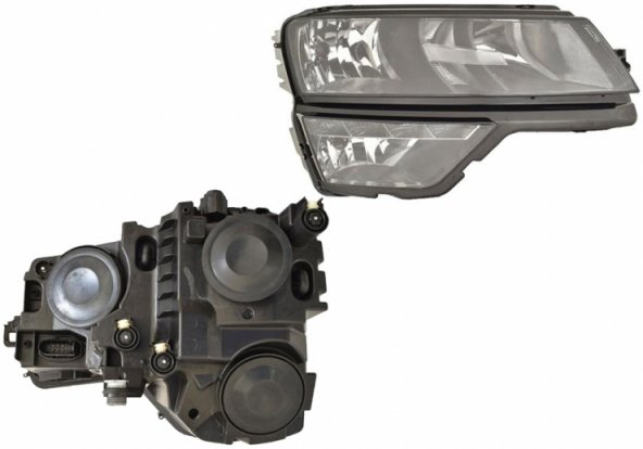 Acessar a peça Farol direito elétrico, farol de farol nevoeiro, LED, H1+H7 (motor)