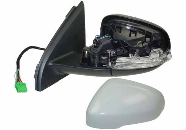 Acessar a peça Espelho retrovisor elétrico esquerdo, asférico, aquecido, preparado, rebatível, com indicador, sonda, cortesia, LED (10 pinos)