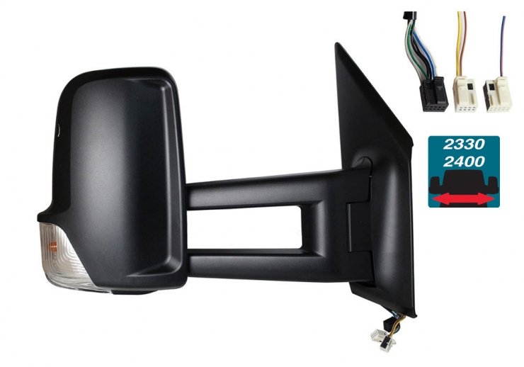 Acessar a peça Espelho retrovisor elétrico direito, convexo, aquecido, com indicador (6 pinos, 2 pinos) (longo)