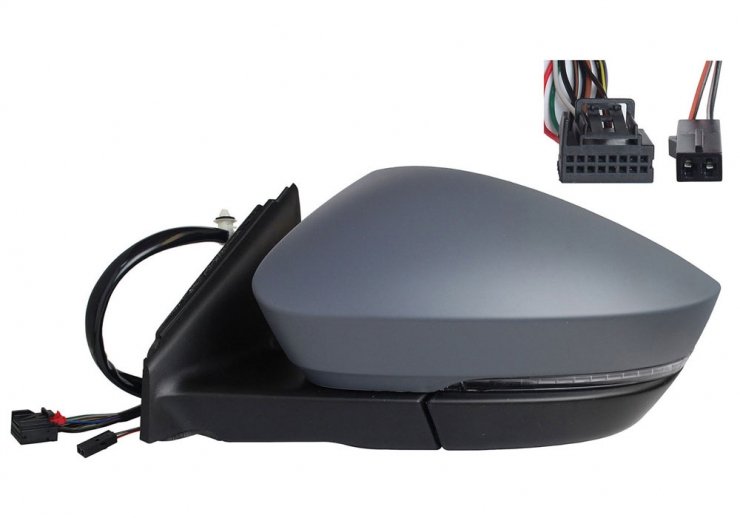 Acessar a peça Espelho retrovisor elétrico esquerdo, convexo, aquecido, preparado, rebatível, com indicador, cortesia, LED, side (11 pinos, 2 pinos)