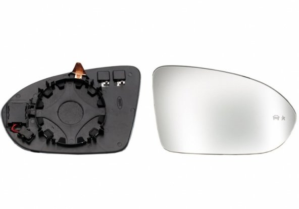 Acessar a peça Vidro + suporte espelho retrovisor direito, convexo, aquecido, side