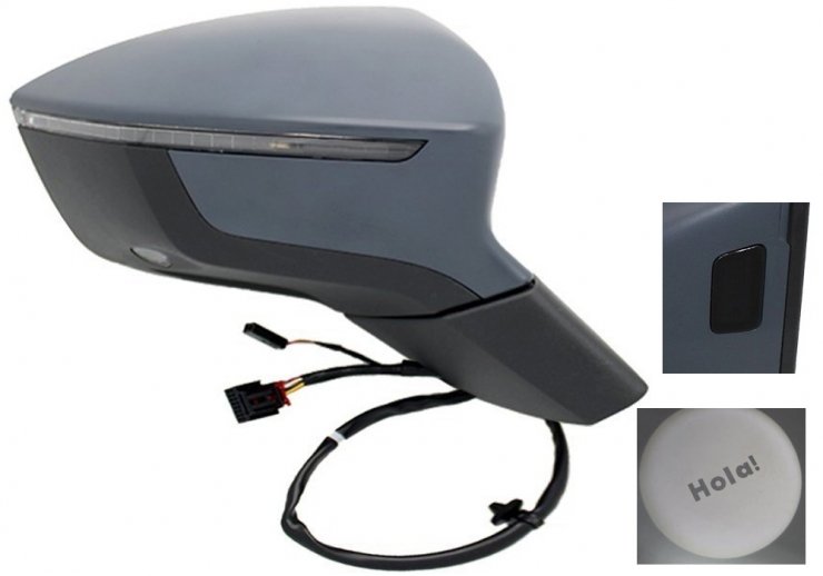 Acessar a peça Espelho retrovisor elétrico direito, convexo, aquecido, preparado, rebatível, com indicador, cortesia, memória, side (15 pinos)