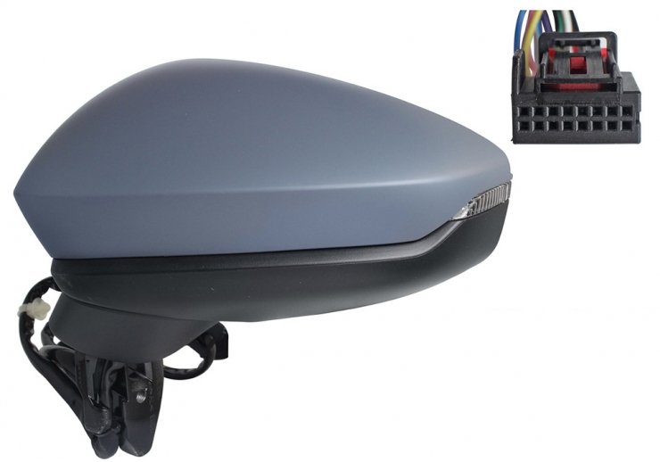 Acessar a peça Espelho retrovisor elétrico esquerdo, asférico, preparado, rebatível, com indicador, memória, LED (14 pinos)