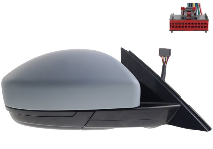 Acessar a peça Espelho retrovisor elétrico direito, convexo, aquecido, preparado, com indicador, cortesia, LED (7 pinos)