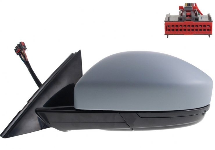 Acessar a peça Espelho retrovisor elétrico esquerdo, convexo, aquecido, preparado, rebatível, com indicador, sonda, cortesia, memória, LED (16 pinos)