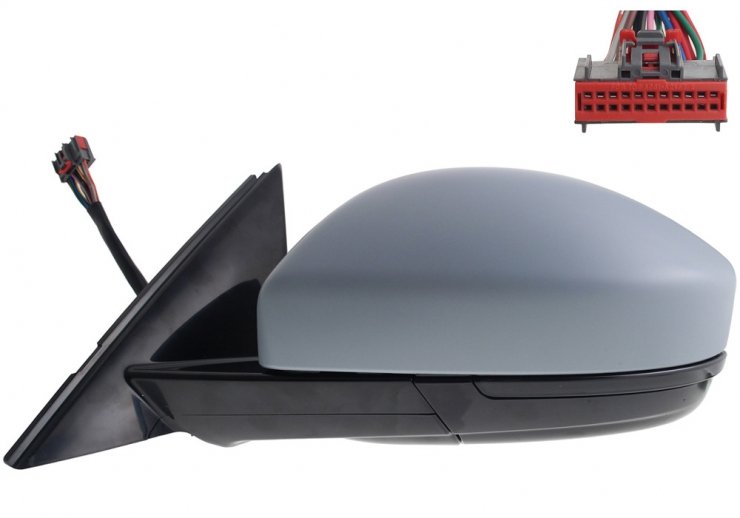 Acessar a peça Espelho retrovisor elétrico esquerdo, convexo, aquecido, preparado, rebatível, com indicador, sonda, cortesia, memória, LED, side (18 pinos)