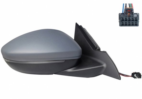 Acessar a peça Espelho retrovisor elétrico direito, convexo, aquecido, preparado, com indicador, sonda (2 pinos - 6 pinos)