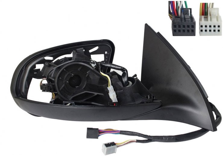 Acessar a peça Espelho retrovisor elétrico direito, asférico, aquecido, preparado, com indicador, memória, LED (4 pinos - 7 pinos)