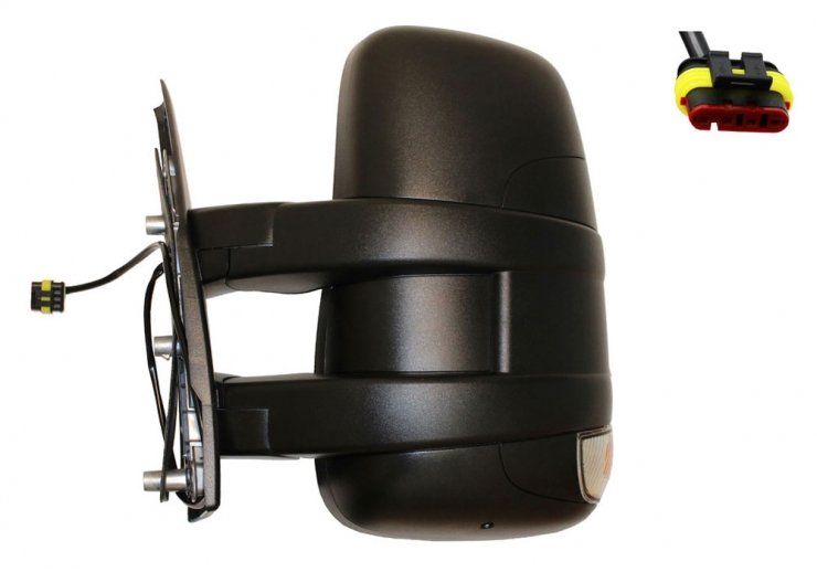 Acessar a peça Espelho retrovisor manual direito, convexo, com indicador (curto) (2 pinos)