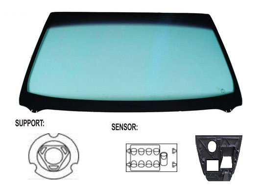 Acessar a peça Para-brisas verde acust. serigr.mod. base esp. sensor chuva/luz friso sup/inf câmara janela