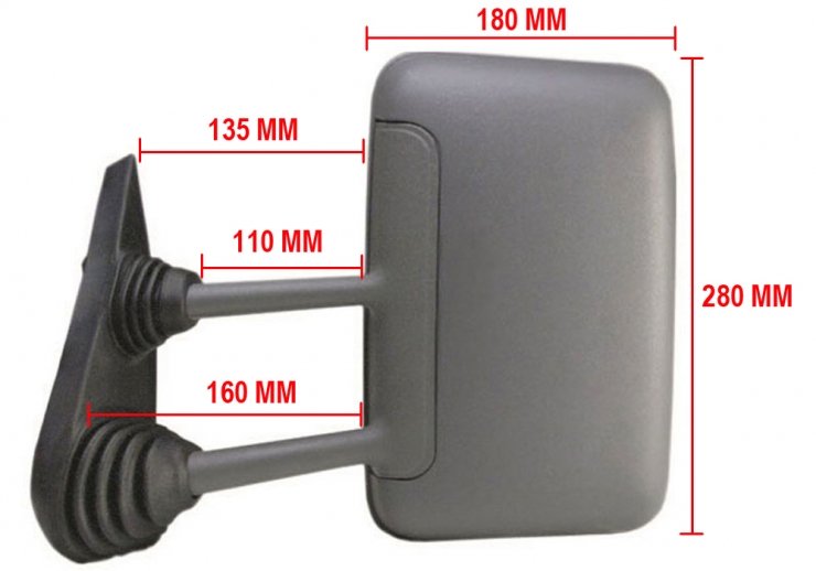 Acessar a peça Espelho retrovisor manual esquerdo, convexo (longo)