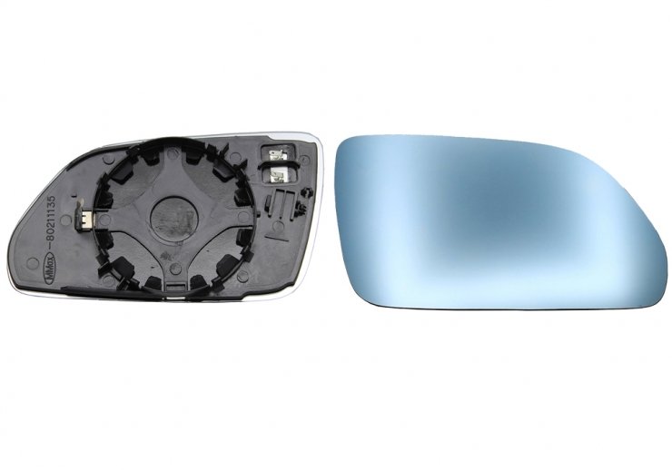 Acessar a peça Vidro + suporte do espelho retrovisor direito, convexo, azul, aquecido (2 pinos)