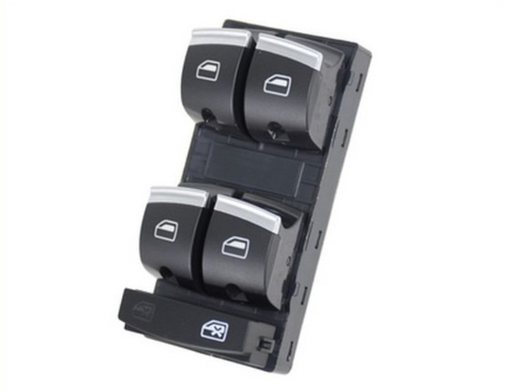 Acessar a peça Painel 4 interruptores, levantador do vidro dianteiro esquerdo, rebordo cromado (10 pinos)