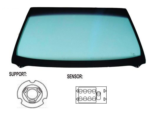 Acessar a peça Para-brisas verde difuso verde ctrl solar serigr. mod. base esp. term sensor chuva/luz janela