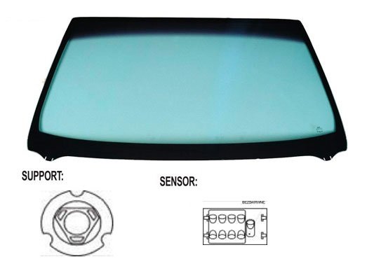 Acessar a peça Para-brisas verde difuso cinzento serigrafia modificada baseespelho sensor chuva janela