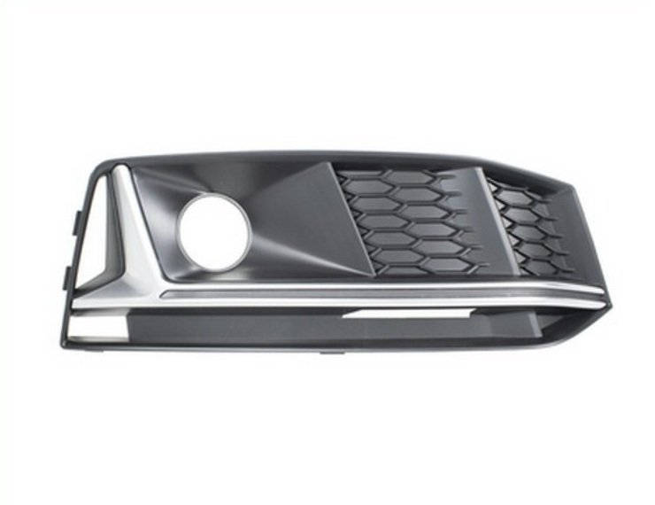 Acessar a peça Grelha para choques frente direito, farol nevoeiro, friso prateado (S-Line)