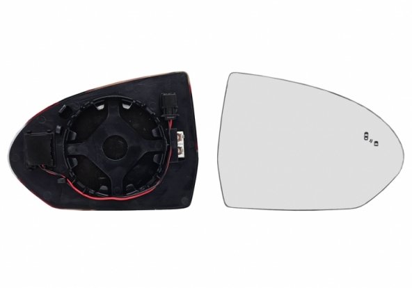 Acessar a peça Vidro + suporte do espelho retrovisor direito, convexo, aquecido, side (2 pinos) Acessar a peça Vidro + suporte do espelho retrovisor direito, convexo, aquecido, side (2 pinos)