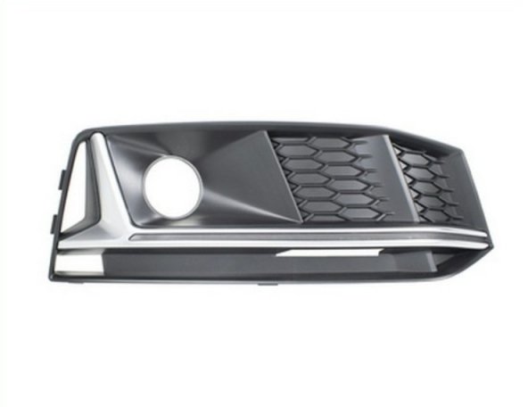 Acessar a peça Grelha para choques frente direito, farol nevoeiro, friso prateado (S-Line)