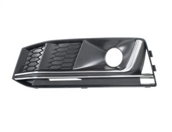 Acessar a peça Grelha para choques esquerdo preta, farol farol nevoeiro, friso cromado (S-Line)