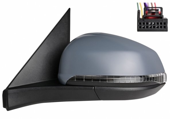 Acessar a peça Espelho retrovisor elétrico esquerdo, convexo, aquecido, preparado, rebatível, com pisca, cortesia (9 pinos)