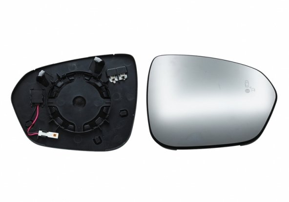 Acessar a peça Vidro + suporte do espelho retrovisor direito convexo, térmico e side