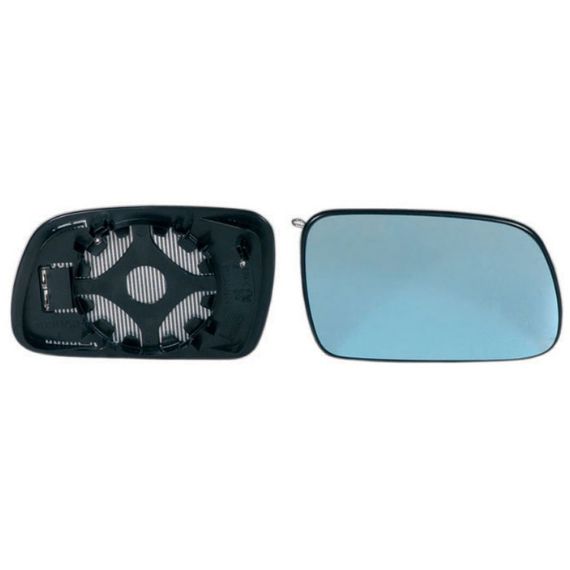 Vidro + suporte espelho retrovisor direito, convexo, azul, aquecido