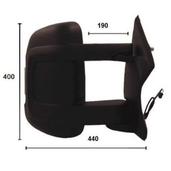 Espelho retrovisor manual, direito, convexo, com indicador de direção (16W) (2 pinos) (longo) CITROEN-JUMPER pour CITROEN JUMPER  pour CITROEN JUMPER