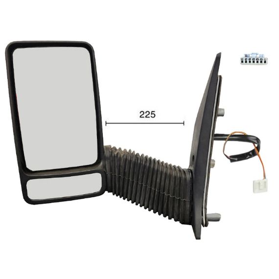 Acessar a peça Espelho retrovisor manual esquerdo, convexo, sonda (2 pinos) (braço longo)