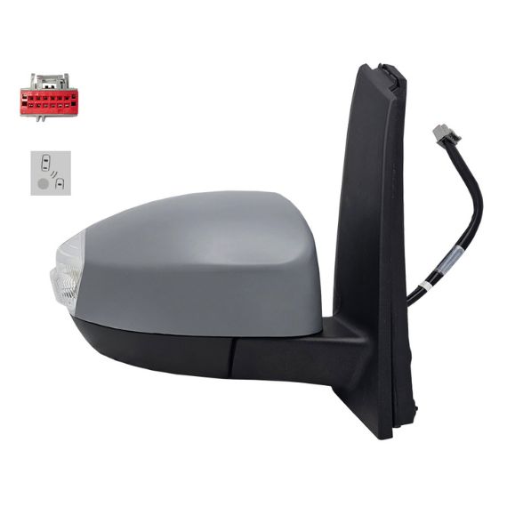 Acessar a peça Espelho retrovisor elétrico direito, convexo, aquecido, preparado, rebatível, com pisca, sonda, cortesia, side (12 pinos)