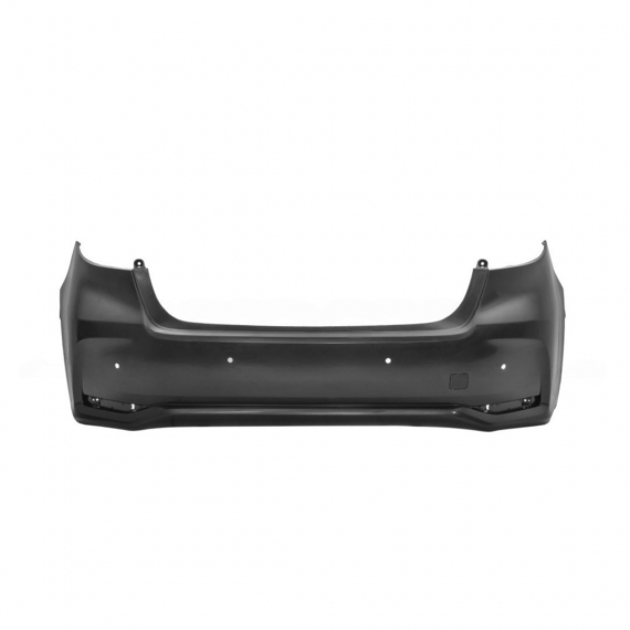 Acessar a peça Para-choques traseiro preto liso com 4 orifícios para sensores, com marcações interiores para assistente de estacionamento (Mod. Sedan)